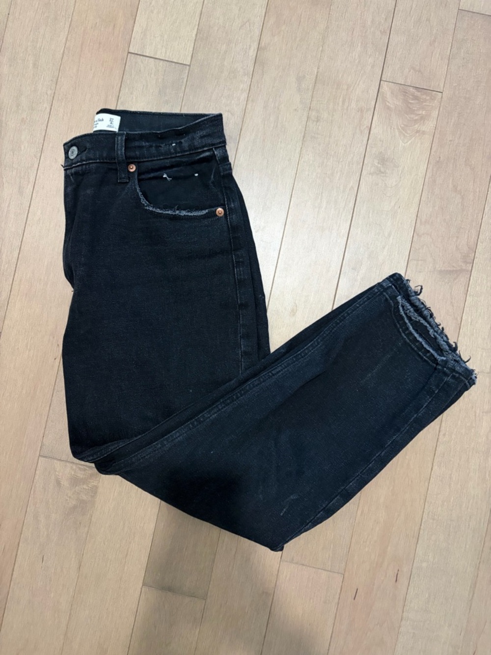 Abercrombie & Fitch Black Wide Leg Jeans SIZE 27 SHORT